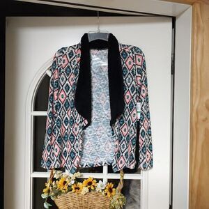 New Self Esteem 2 Piece Coral Tank Top  Jacket Feather Necklace Girl's L 14